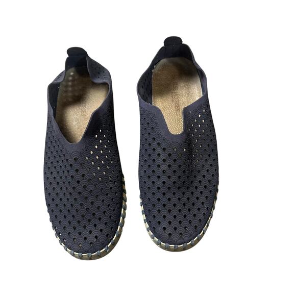 Ilse Jacobsen Navy Blue Perforated Slip On Shoes - Picture 1 of 6